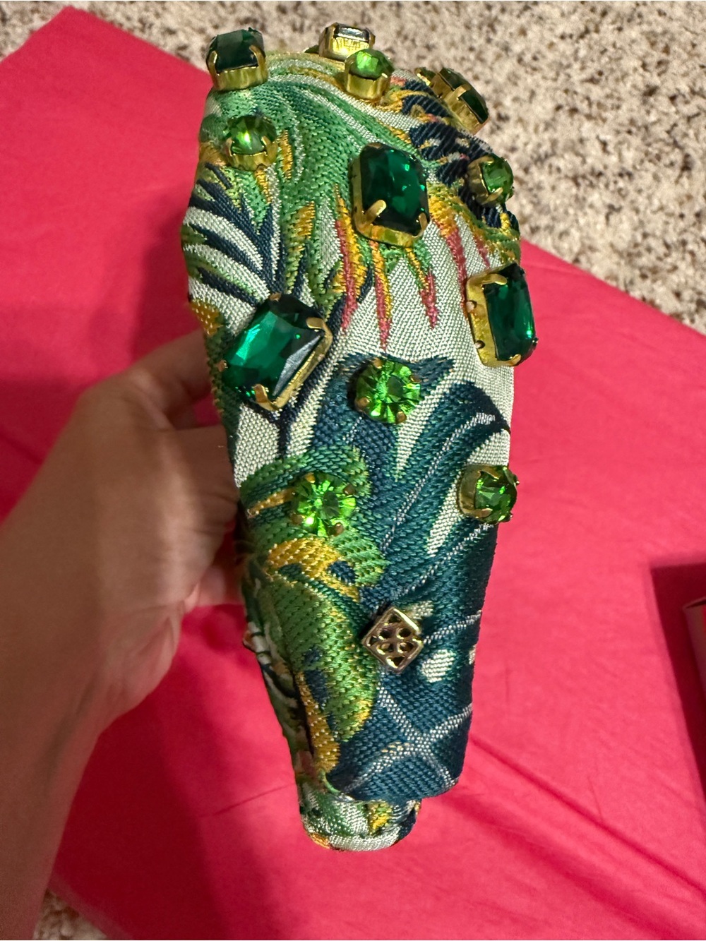 Brianna Cannon Green Tropical Embellished Women's Headband - Picture 2 of 8